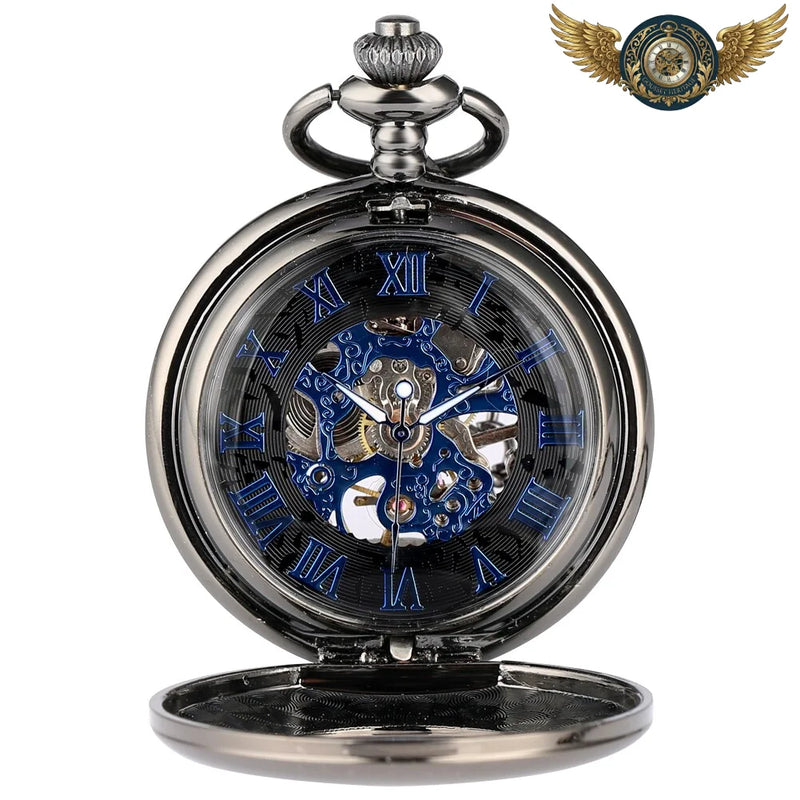 L'Ombre Bleue - Montre Gousset Squelette Mécanique Demi-Chasseur