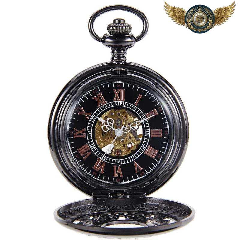 L'Ombre Dorée - Montre Gousset Mécanique Squelette Double Face