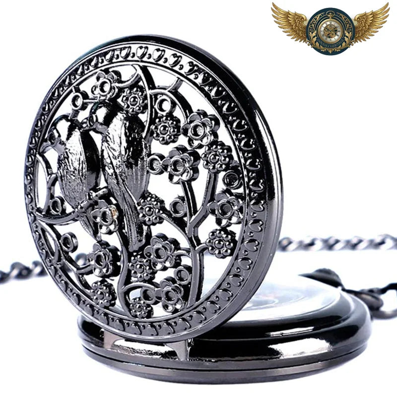 L'Ombre Fleurie - Montre Gousset Mécanique Squelette Anthracite - Vue 4 - Gousset-heritage