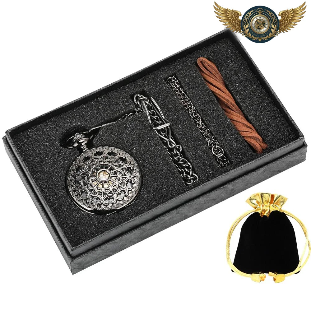 L'Ombre Gravée - Montre Gousset Mécanique Squelette Noir Chasseur - web watch set - Gousset-heritage