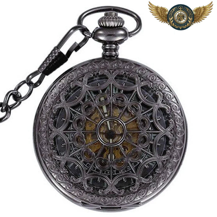 L'Ombre Squelette - Montre Gousset Automatique Noir Chasseur - Vue 1 - Gousset-heritage