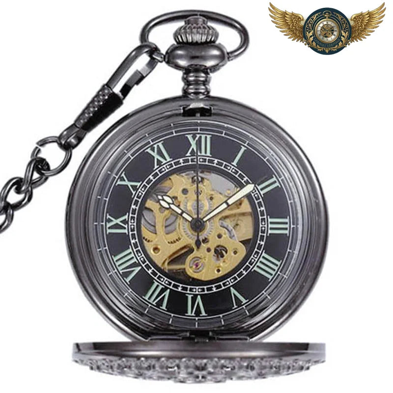 L'Ombre Squelette - Montre Gousset Automatique Noir Chasseur