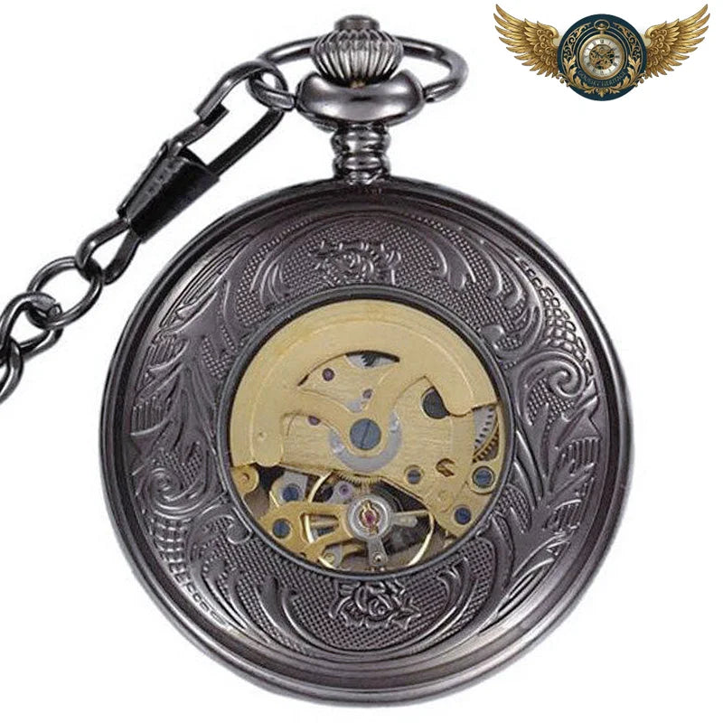 L'Ombre Squelette - Montre Gousset Automatique Noir Chasseur - Vue 4 - Gousset-heritage