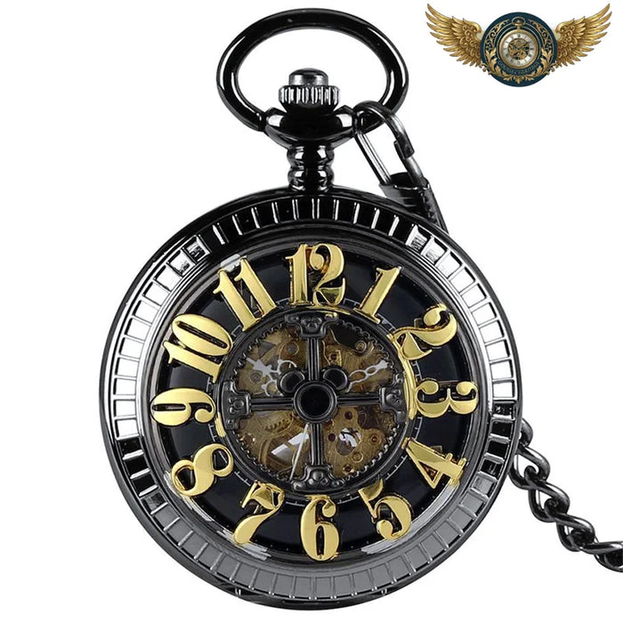 L'Ombre – Montre de Poche Automatique Squelette Demi-Chasseur - Noir - Gousset-heritage