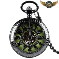 L'Ombre – Montre de Poche Automatique Squelette Demi-Chasseur - modèle Vert - Gousset-heritage