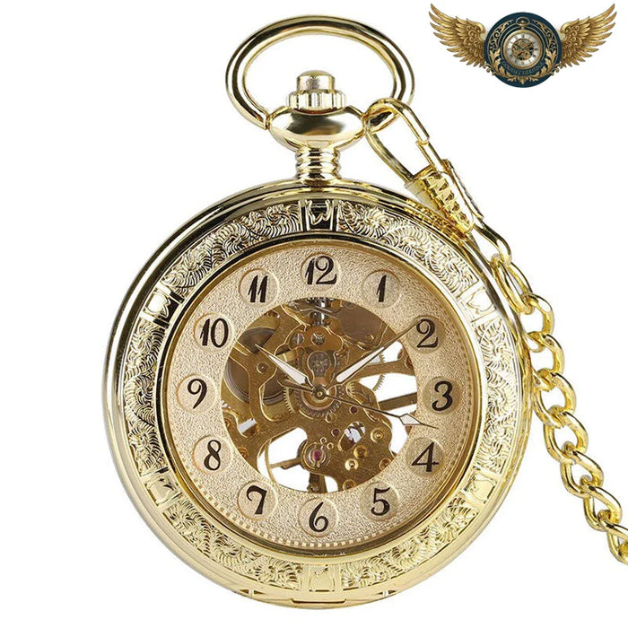 L'Opéra | Montre Gousset Squelette Demi-Chasseur Or Gravé - Vue 1 - Gousset-heritage