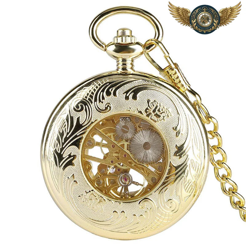 L'Opéra | Montre Gousset Squelette Demi-Chasseur Or Gravé - Vue 3 - Gousset-heritage