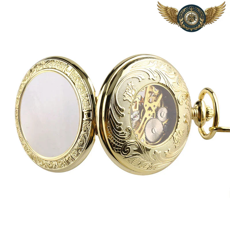 L'Opéra | Montre Gousset Squelette Demi-Chasseur Or Gravé - Vue 4 - Gousset-heritage