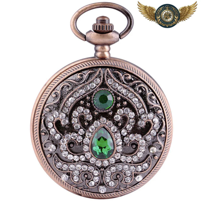L'Opulence Baroque - Montre Pendentif Sautoir Boîtier Chasseur Gemmé - Vue 1 - Gousset-heritage