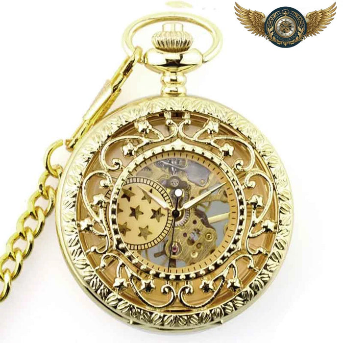 L'Opulence Dorée - Montre Gousset Savonnette Squelette Mécanique - Vue 1 - Gousset-heritage