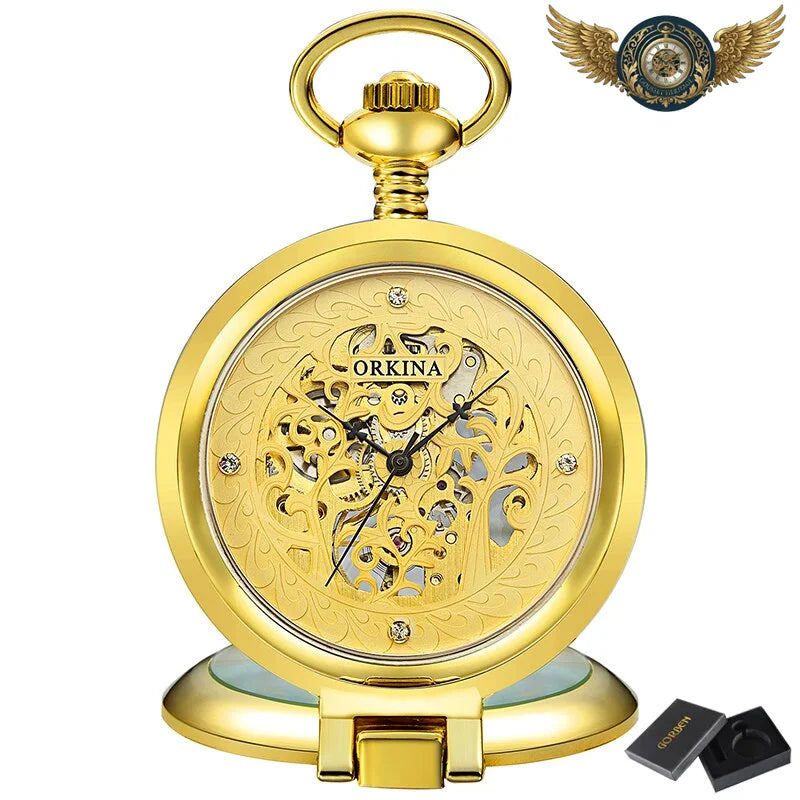 L'Opulence Dorée - Montre à Gousset Automatique Squelette 47mm - Or - Gousset-heritage