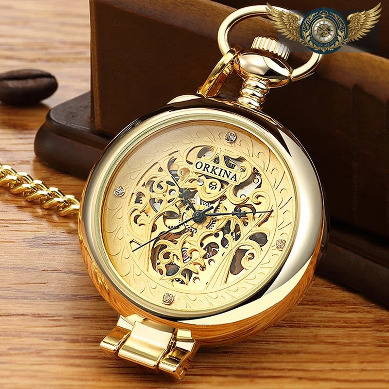 L'Opulence Dorée - Montre à Gousset Automatique Squelette 47mm - Vue 7 - Gousset-heritage