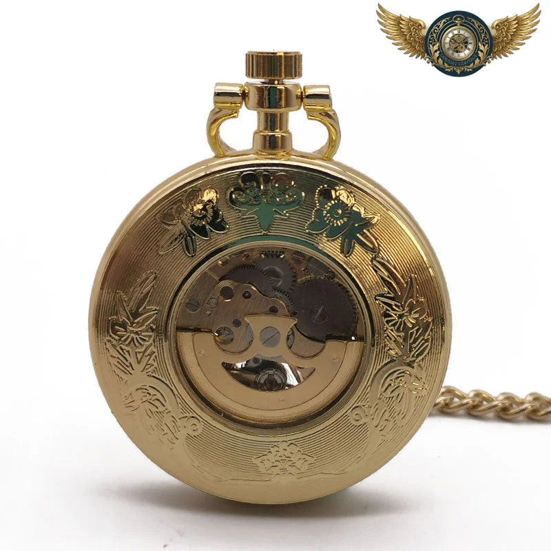 L'Opulence Gravée - Montre Gousset Squelette Automatique Acier - Vue 2 - Gousset-heritage