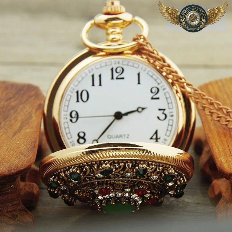 L'Opulence Impériale - Montre Gousset Or Chasseur Pendentif Serti - Vue 2 - Gousset-heritage