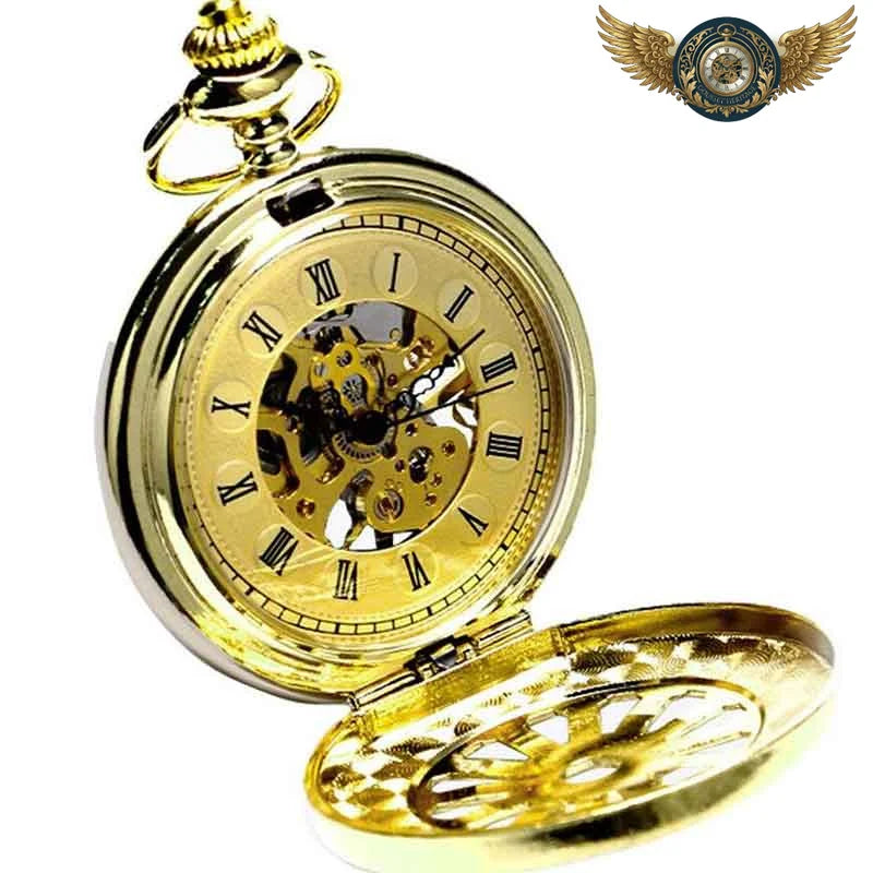 L'Opulence – Montre Gousset Mécanique Dorée Squelette - Vue 2 - Gousset-heritage