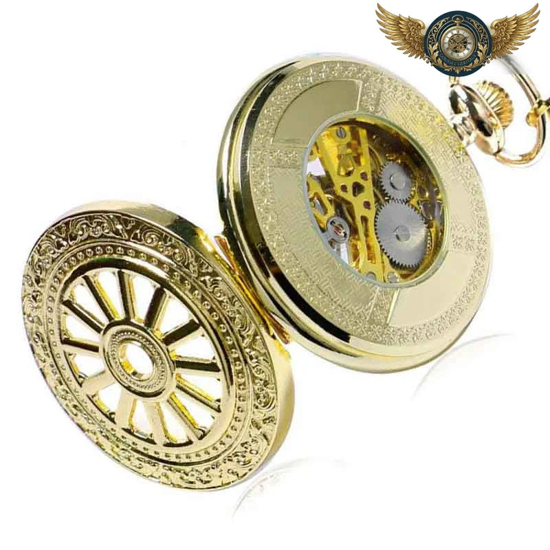 L'Opulence – Montre Gousset Mécanique Dorée Squelette - Vue 3 - Gousset-heritage