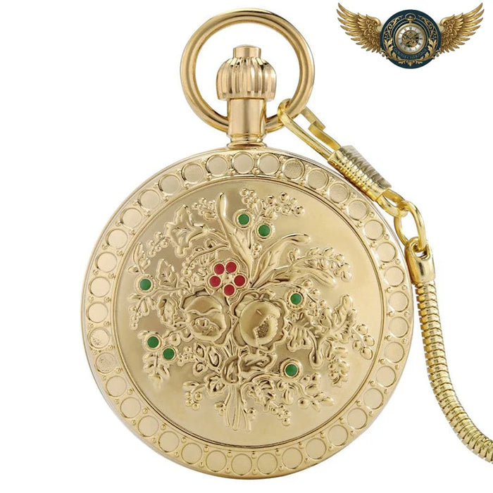 L'Opulent — Montre Gousset Automatique Demi-Chasseur Or Gravé - Vue 1 - Gousset-heritage