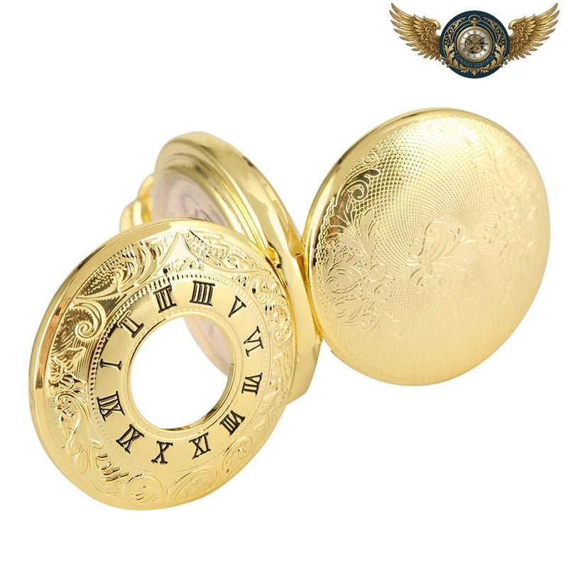 L'Opulent – Montre Gousset Mécanique Squelette Or Demi-Chasseur
