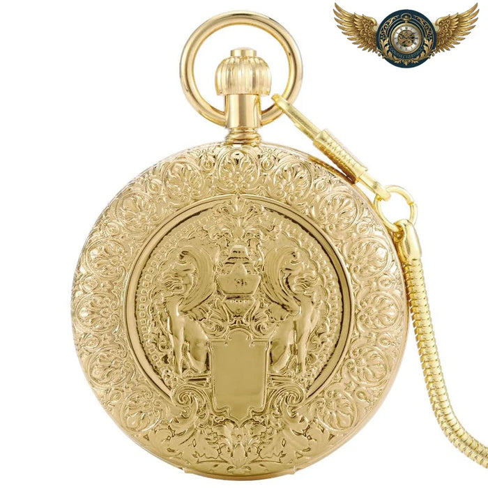 L'Opulente - Montre Gousset Double Chasseur Automatique Or Gravée - Vue 1 - Gousset-heritage