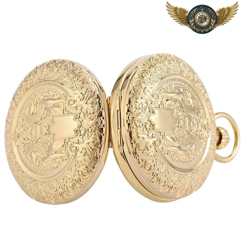 L'Opulente - Montre Gousset Double Chasseur Automatique Or Gravée - Vue 4 - Gousset-heritage