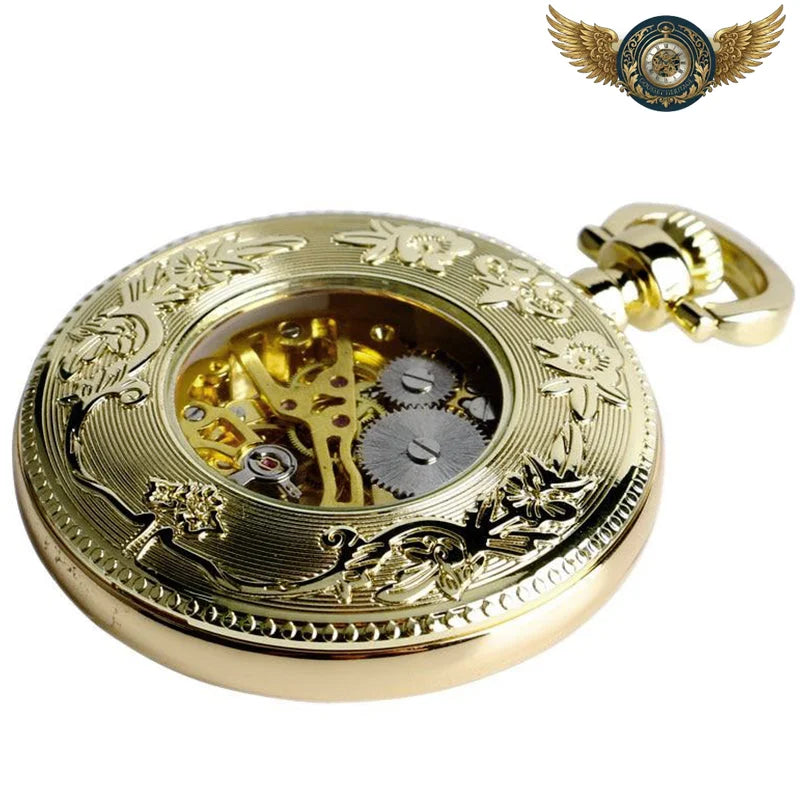 L'Opulente - Montre Gousset Mécanique Squelette Dorée Gravée - Vue 6 - Gousset-heritage