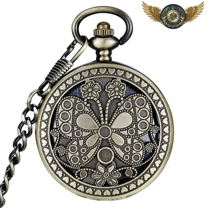 L'Oracle Bronze Antique - Montre Gousset Mécanique Ciselée - Papillon - Gousset-heritage