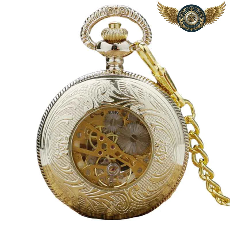 L'Oracle Céleste - Montre Gousset Mécanique Dorée Squelette - Vue 2 - Gousset-heritage