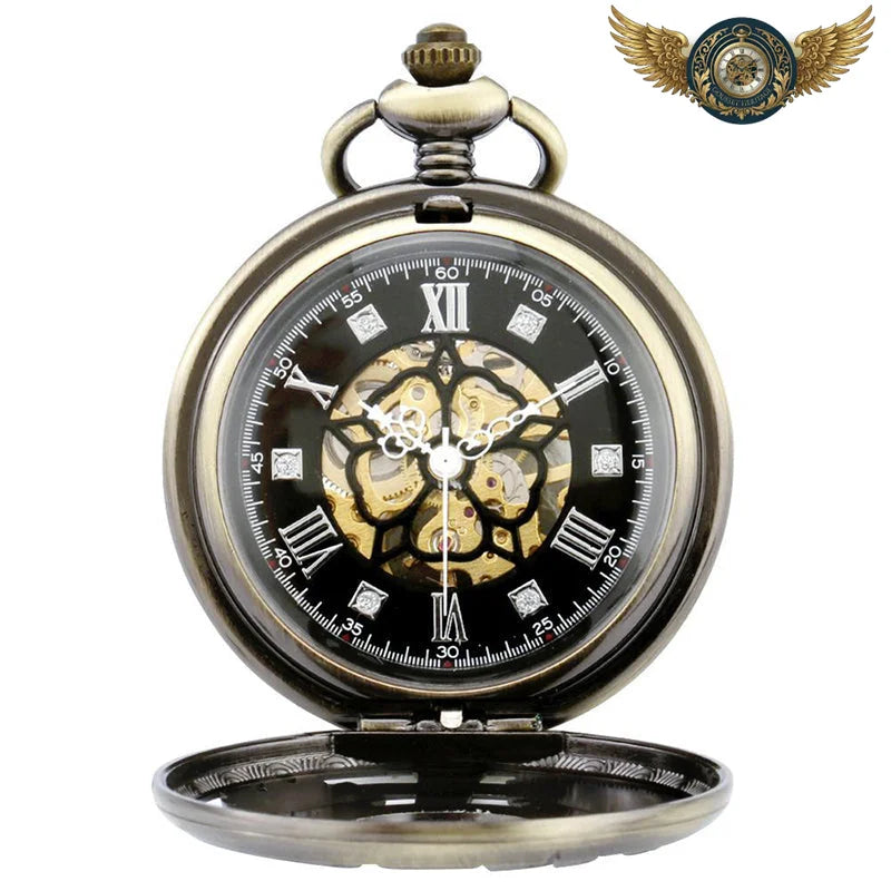 L'Oracle Mécanique - Montre Gousset Steampunk Squelette Bronze