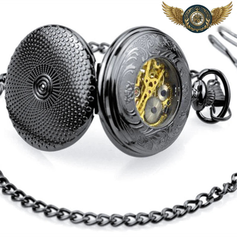 L'Oracle Noir - Gousset Squelette Demi-Chasseur Mécanique Dandy - Chaine Collier (80cm) - Gousset-heritage