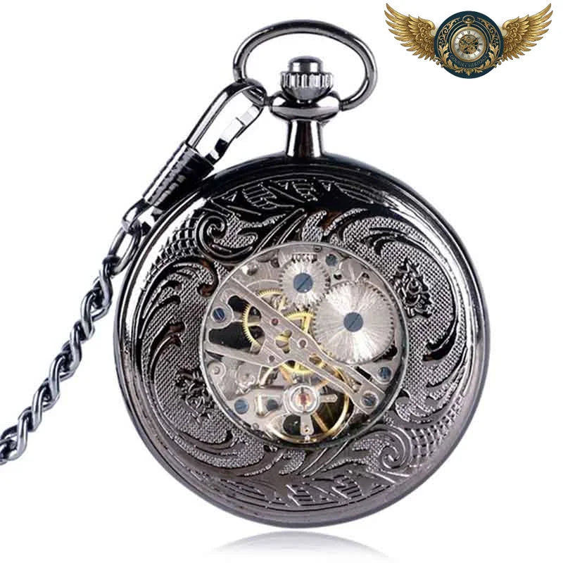 L'Oracle de Fer - Montre Gousset Mécanique Gunmetal & Saphir - Vue 4 - Gousset-heritage