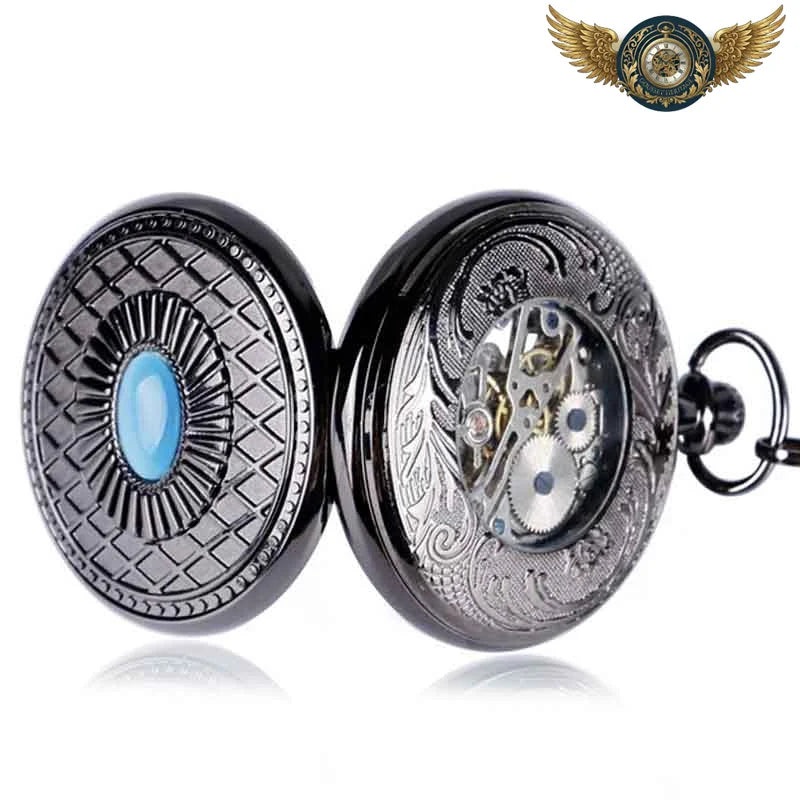 L'Oracle de Fer - Montre Gousset Mécanique Gunmetal & Saphir - Vue 6 - Gousset-heritage