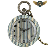 L'Organique - Montre Gousset Quartz en Bois Stratifié Bleu - Gousset-heritage