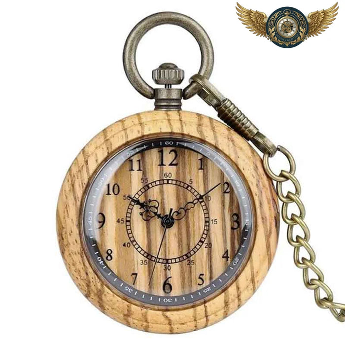 L'Organique - Montre de poche en Bois Naturel Quartz - Vue 1 - Gousset-heritage
