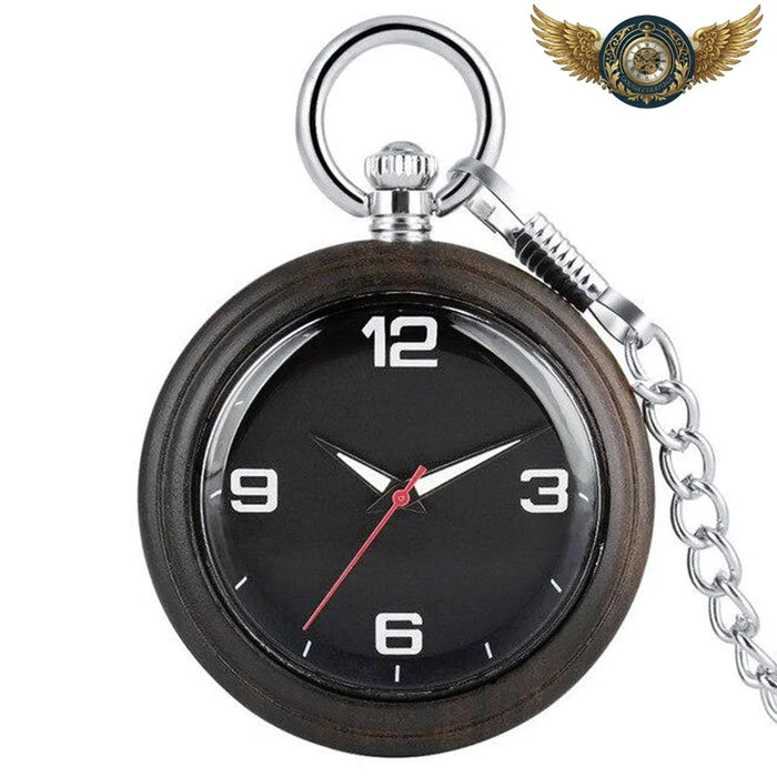 L'Organique - Montre de poche en Bois Noble, Mouvement Quartz - Noir - Gousset-heritage