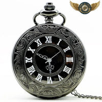 L'Ornemental - Montre Gousset Demi-Chasseur Quartz Gravé - modèle Noir - Gousset-heritage