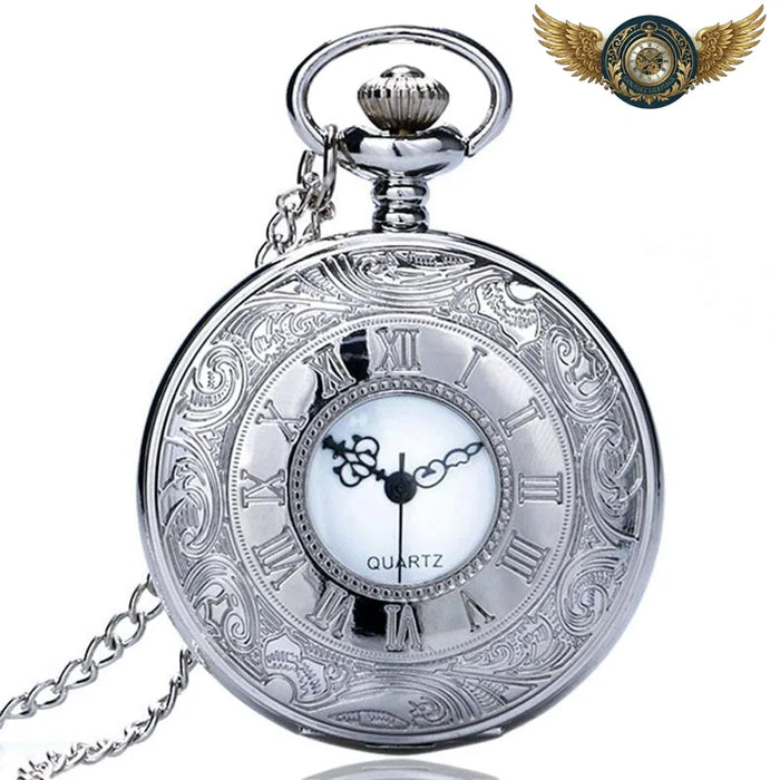 L'Ornementale - Montre Gousset Demi-Chasseur Argentée Quartz - Vue 1 - Gousset-heritage