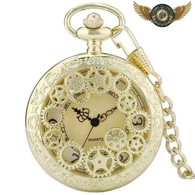 L'Uchroniste | Montre de Poche Steampunk Demi-Chasseur Quartz - Or - Gousset-heritage