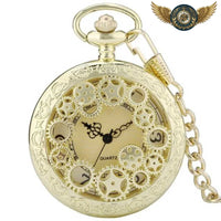 L'Uchroniste | Montre de Poche Steampunk Demi-Chasseur Quartz - modèle Or - Gousset-heritage