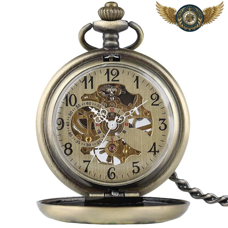 La Fleur Bohème - Montre Gousset Mécanique Squelette Bronze
