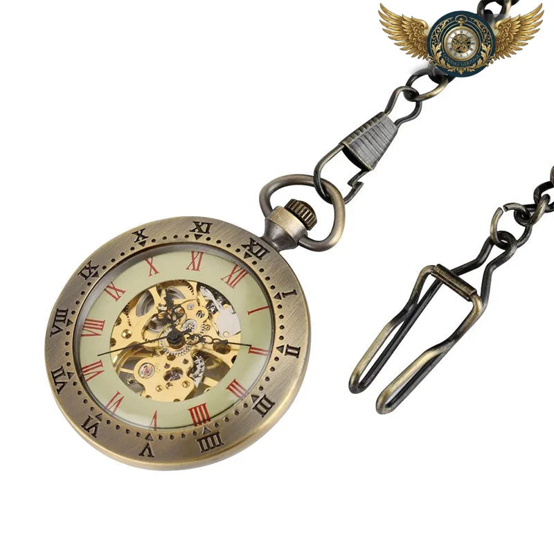 La Mécanique Steampunk - Montre de Poche Squelette Bronze Patiné - Vue 3 - Gousset-heritage