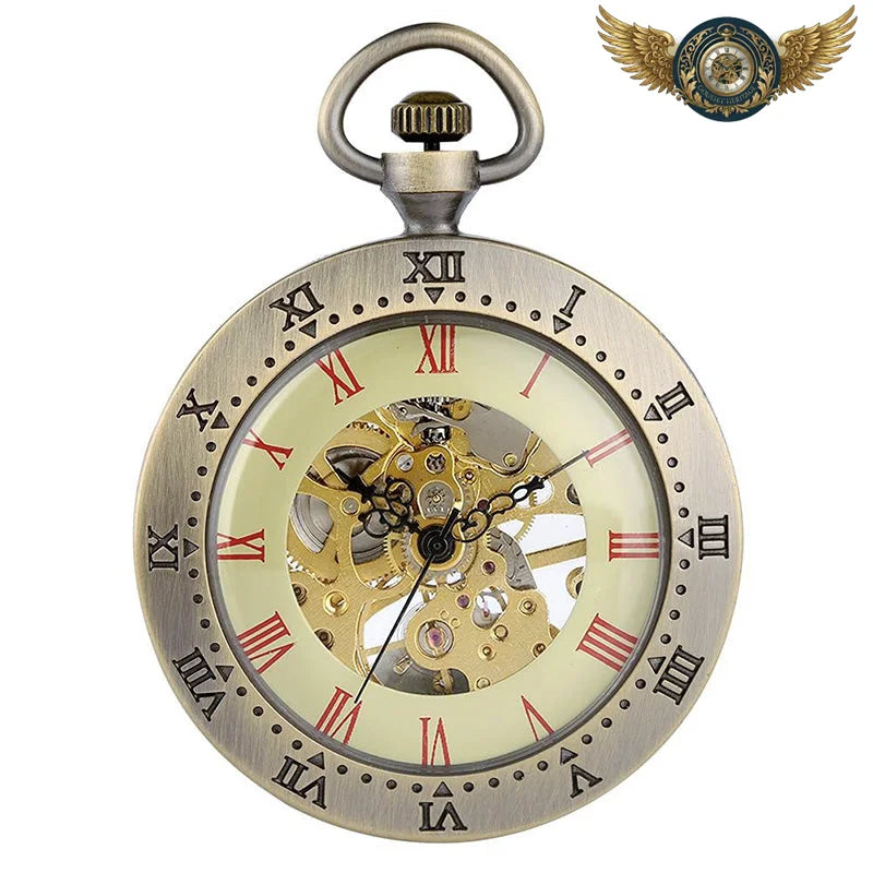 La Mécanique Steampunk - Montre de Poche Squelette Bronze Patiné - Vue 4 - Gousset-heritage