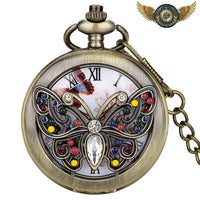 La Muse Florale - Montre Pendentif Demi-Chasseur Bronze - modèle Papillon - Gousset-heritage