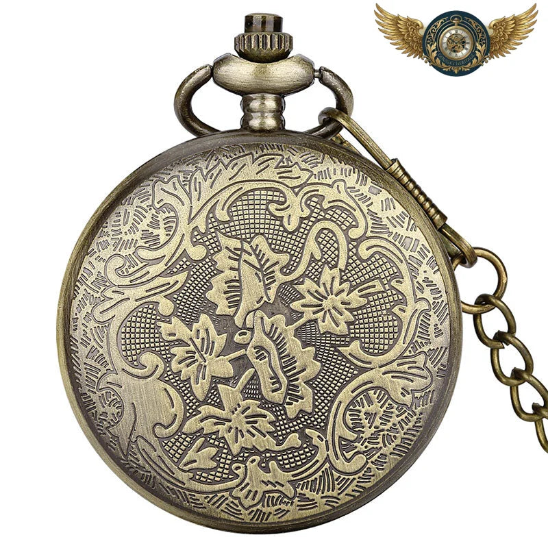 La Muse Florale - Montre Pendentif Demi-Chasseur Bronze - Vue 4 - Gousset-heritage