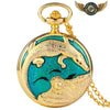 La Naïade - Montre Pendentif Chasseur Or & Émail Aquatique - Crocodile - Gousset-heritage