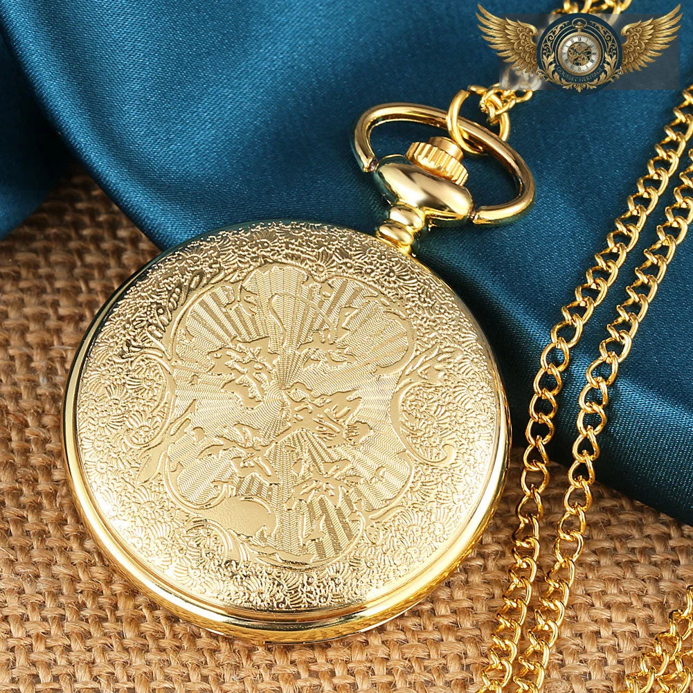 La Naïade - Montre Pendentif Chasseur Or & Émail Aquatique - Vue 4 - Gousset-heritage