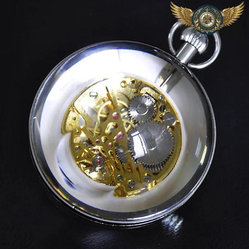 La Porcelaine Bleue - Montre Squelette Mécanique Cadran Céramique 50mm - Vue 4 - Gousset-heritage