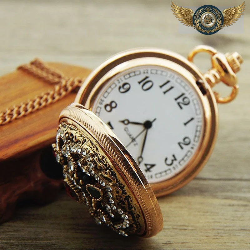 La Reine d'Orient - Montre Pendentif Chasseur Ornée de Rubis - Vue 3 - Gousset-heritage
