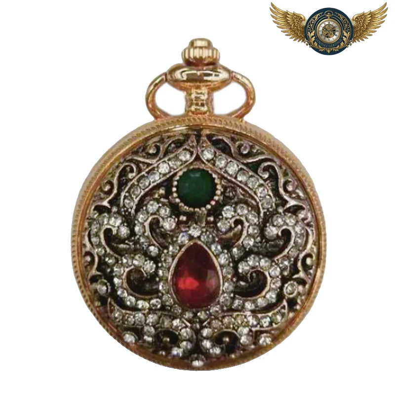 La Reine d'Orient - Montre Pendentif Chasseur Ornée de Rubis - 1 - Gousset-heritage