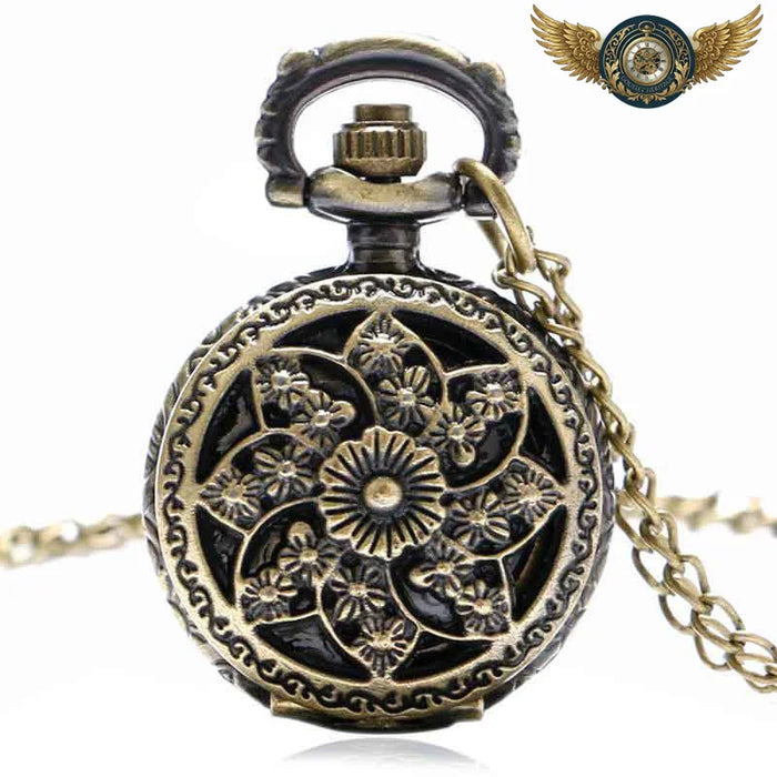 La Rose Ancienne - Montre Pendentif Bronze Floral Quartz - Vue 1 - Gousset-heritage