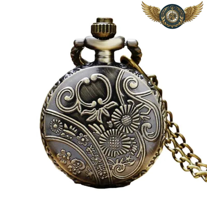 La Rose Ancienne - Montre Pendentif Bronze Floral Quartz - Vue 4 - Gousset-heritage